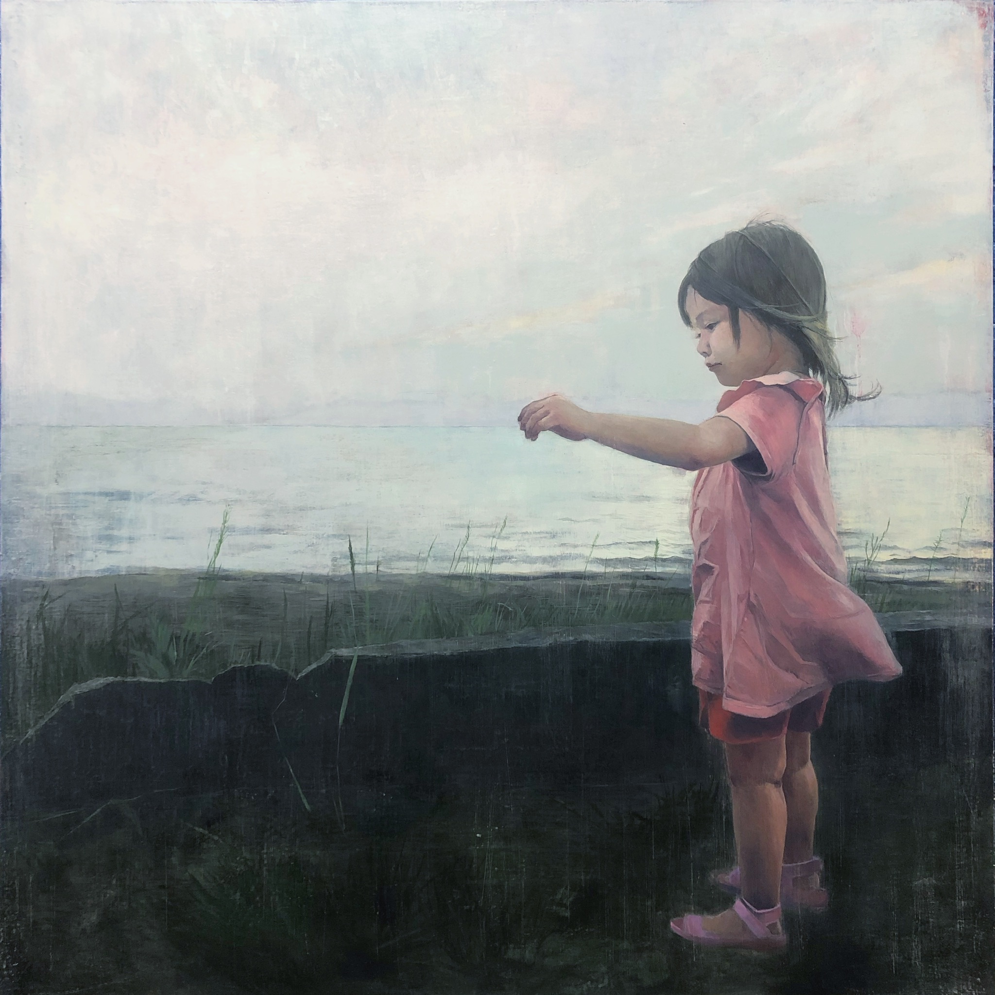 立つ人物を描いた油彩画